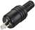 Czarny wtyk jack z metalową końcówką, powszechnie stosowany w połączeniach elektronicznych.