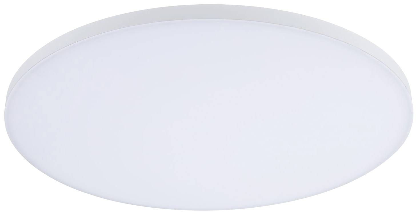 Fluorescencyjna, okrągła lampa sufitowa o prostym, białym designie. Idealna do oświetlenia pomieszczeń mieszkalnych.
