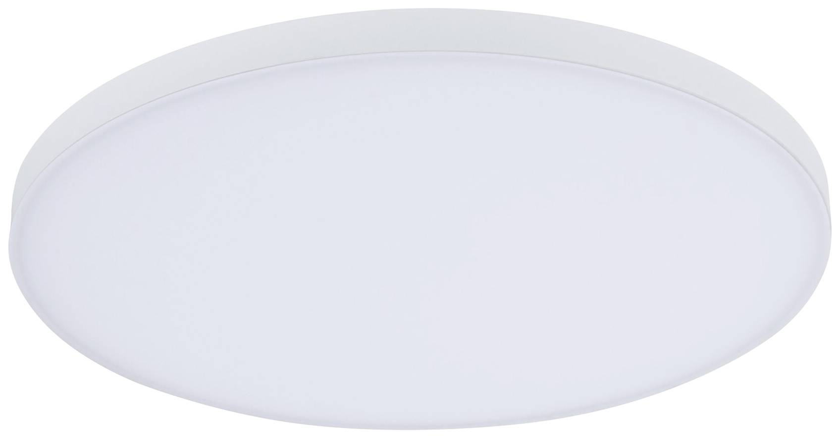 Okrągła, biała lampa sufitowa o płaskim, minimalistycznym designie. Idealna do nowoczesnych, minimalistycznych wnętrz.