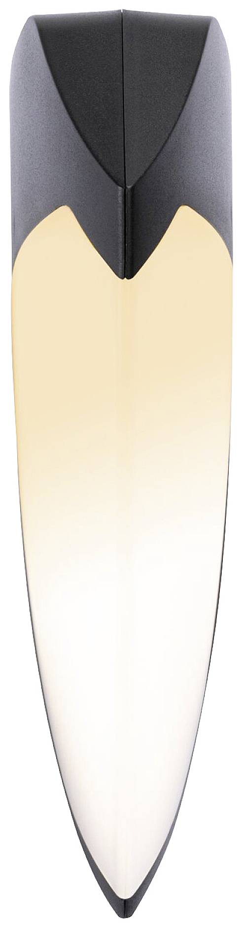 Nowoczesna, kroplowata lampa sufitowa w kontrastujących czarnych i złotych odcieniach.