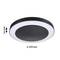 Czarna, okrągła lampa sufitowa z białą obwódką. Wymiary: średnica 320 mm, wysokość 54 mm.