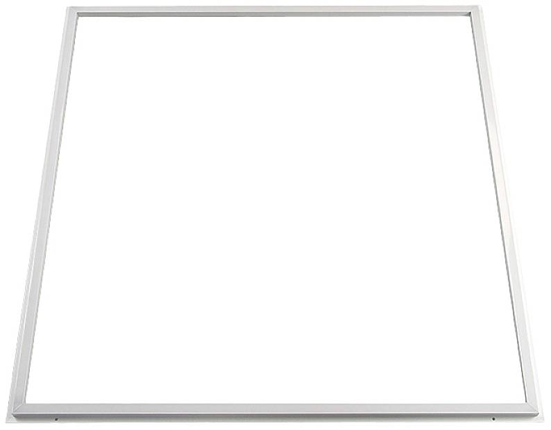 Kwadratowy panel LED z białą ramką, odpowiedni do montażu sufitowego, zapewnia równomierne, energooszczędne oświetlenie.