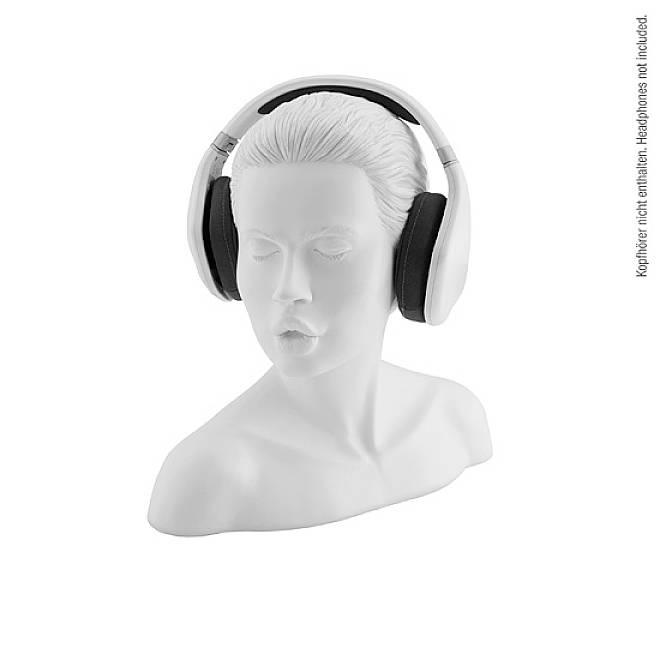 Popiersie osoby w słuchawkach. Uwaga: „Słuchawki nie są dołączone".