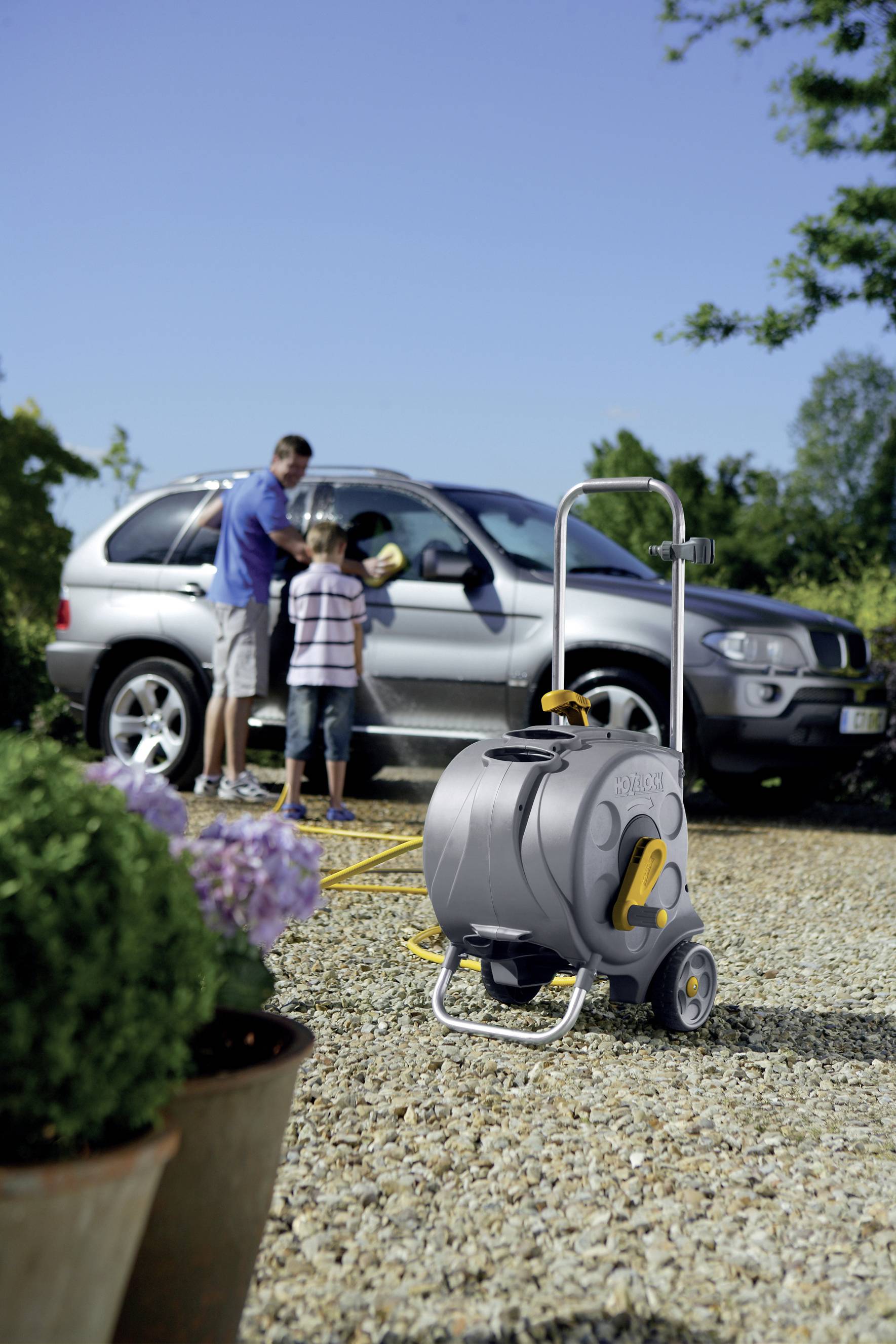 Компактна котушка для шланга Hozelock 2416R0000, 30 м, 1/2 дюйма, 1 шт., сірий, жовтий