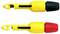 Dwie żółte końcówki pomiarowe z czarnymi i czerwonymi nasadkami. Górna końcówka posiada zamkniętą czarną nasadkę, dolna - otwartą czerwoną nasadkę.