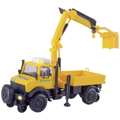 Kibri 14991 H0 Model ciężarówki Mercedes Benz Dwukierunkowy Unimog GleisBau z pracującym dźwigiem