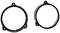Dwa czarne, okrągłe pierścienie adapterowe z otworami mocującymi, ułożone obok siebie na białej powierzchni.