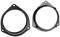 Dwa czarne, okrągłe pierścienie adaptera z otworami mocującymi, leżące obok siebie na białym tle.