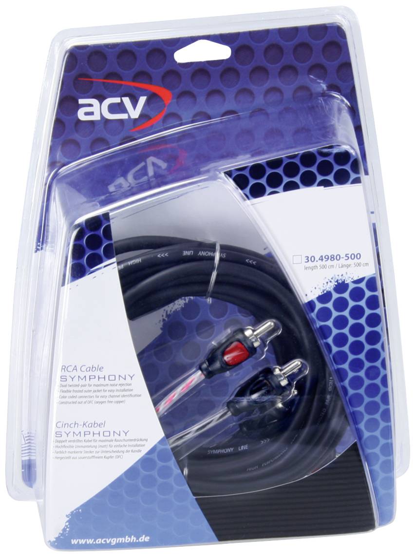 Кабель ACV 30.4980-500 Cinch 5 м [2x чоловічий роз'єм RCA/cinch - 2x чоловічий роз'єм RCA/cinch]