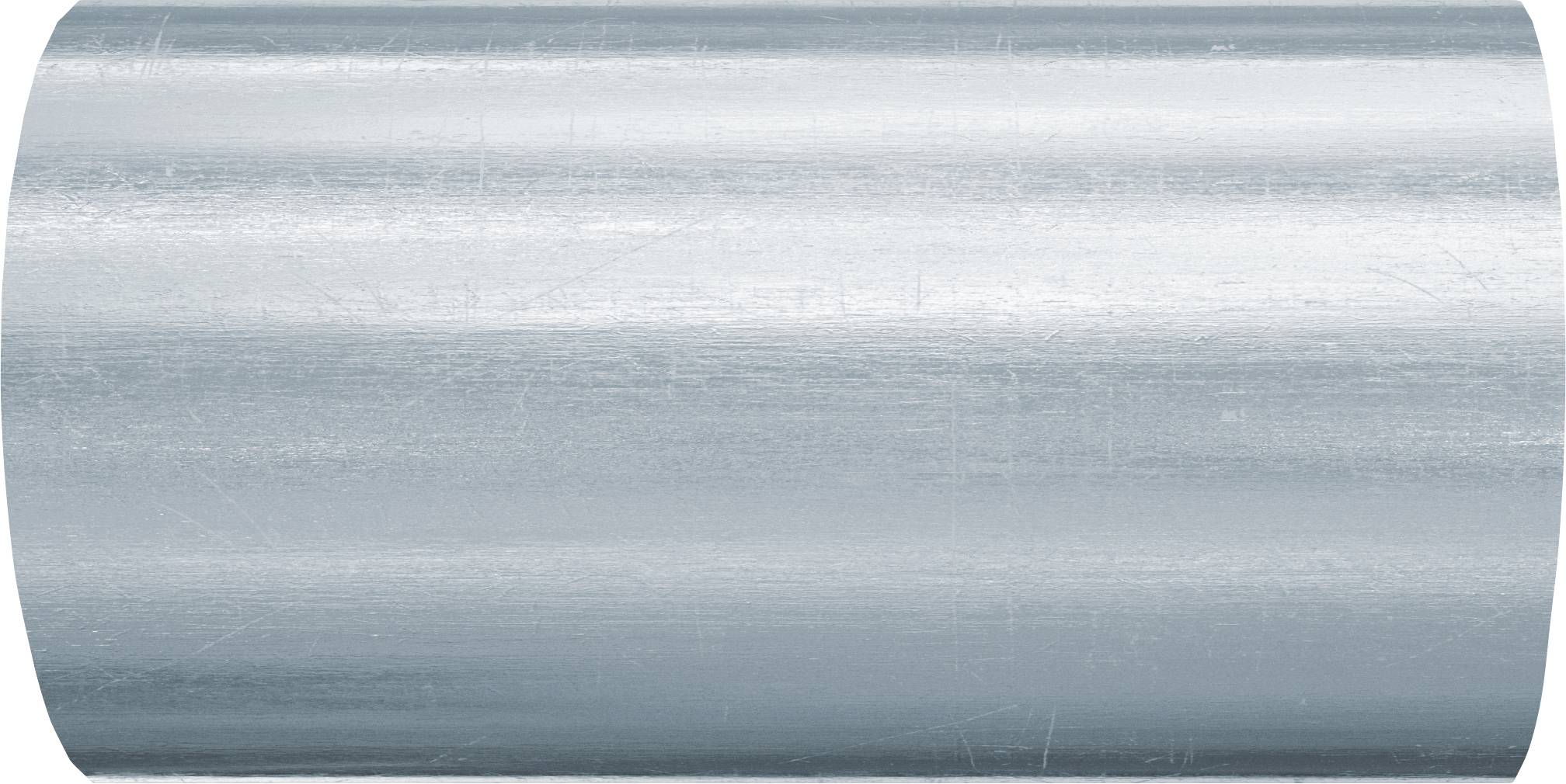 Szczotkowany srebrny cylindryczny metalowy przedmiot pokazany w zbliżeniu na białym tle.