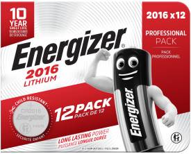 Батарейки-ґудзики Energizer CR 2016 3V, 12 шт., 90 мАг, літієві