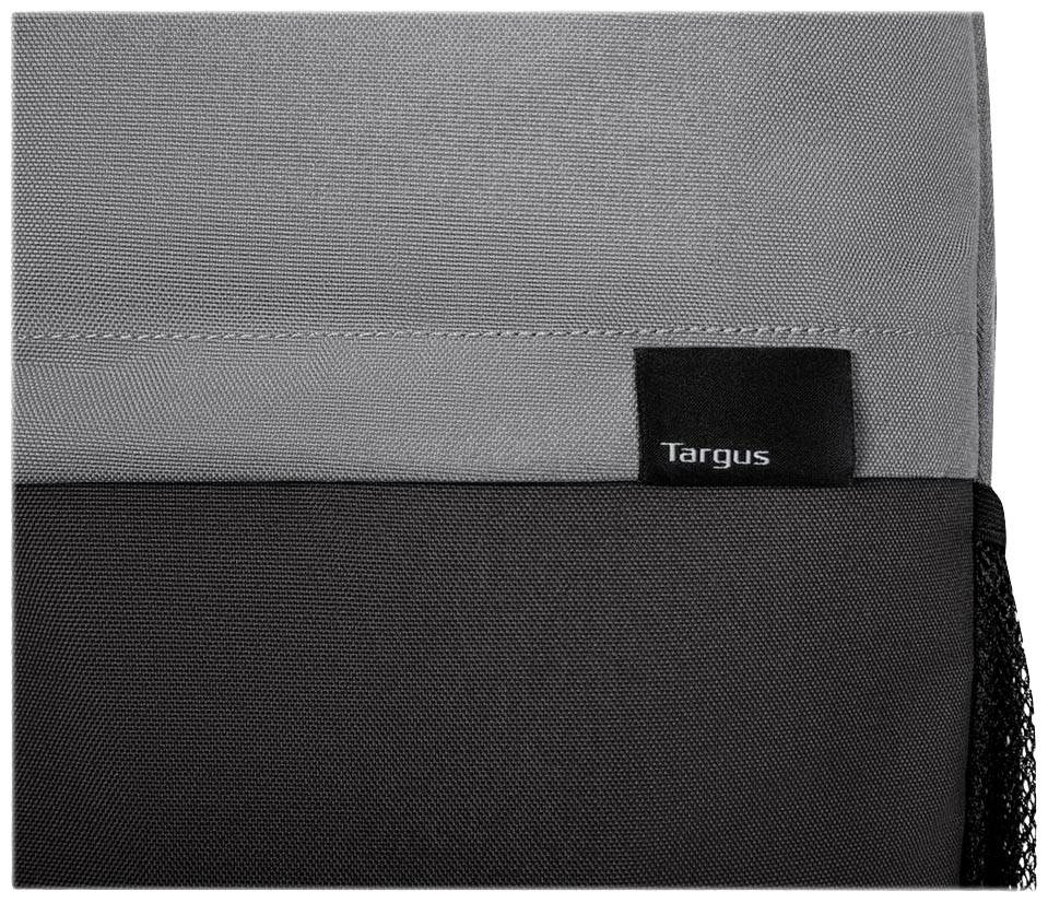 Szara i czarna torba z logo 'Targus' na przedniej stronie.