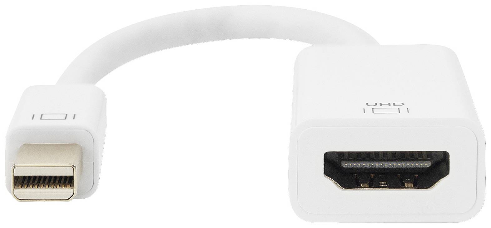 Biały kabel adapter z wtyczką Mini DisplayPort i złączem HDMI do podłączania komputerów do urządzeń HDMI.