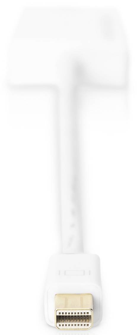 Biały kabel z wtykiem Mini-DisplayPort, który można podłączyć do urządzenia elektronicznego lub wyświetlacza.