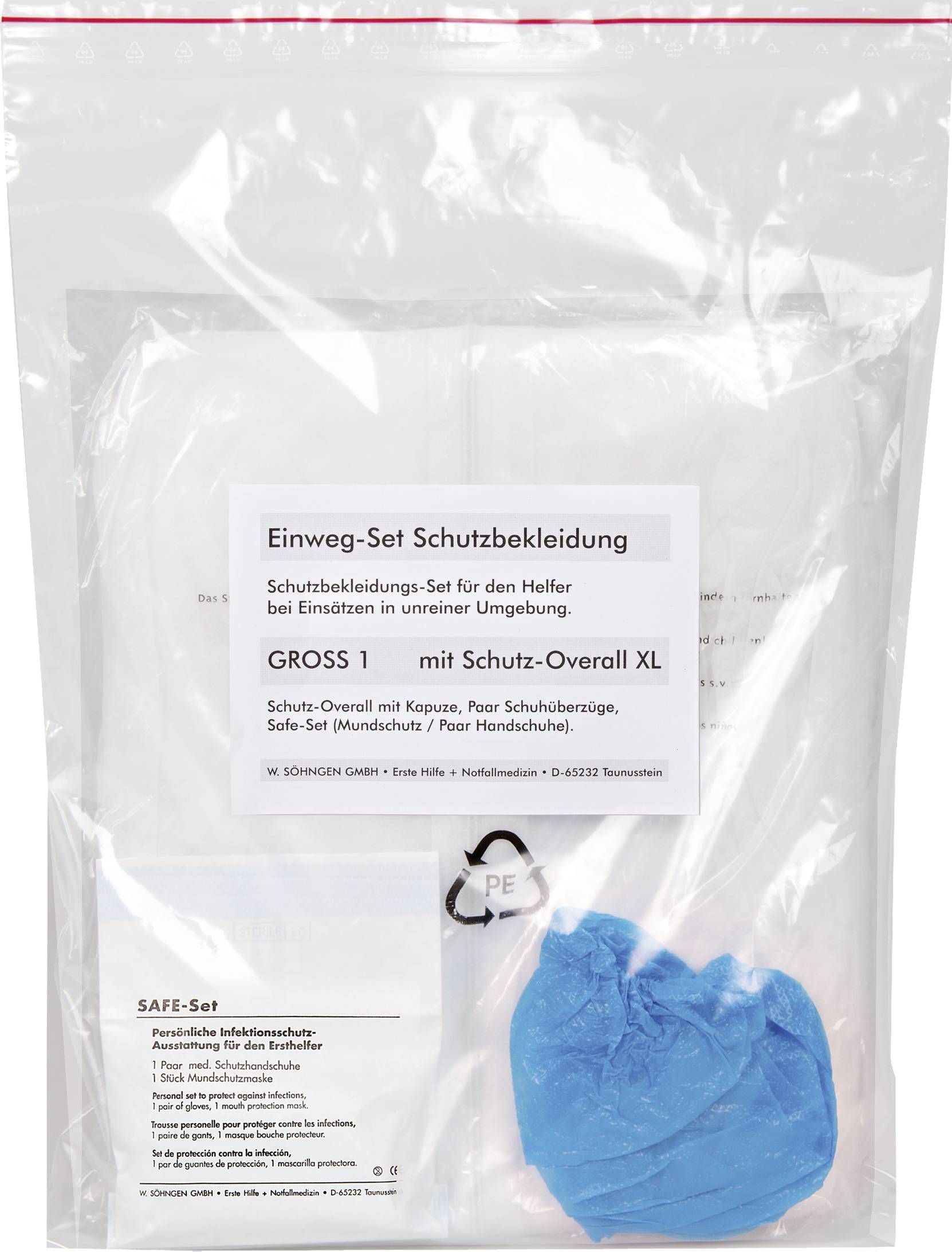 Söhngen 1005079 Одноразовий захисний комплект одягу чудово підходить до комбінезону. Розмір одягу: Універсальний білий