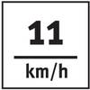 '11 km/h' na czarnym tle, białą czcionką.