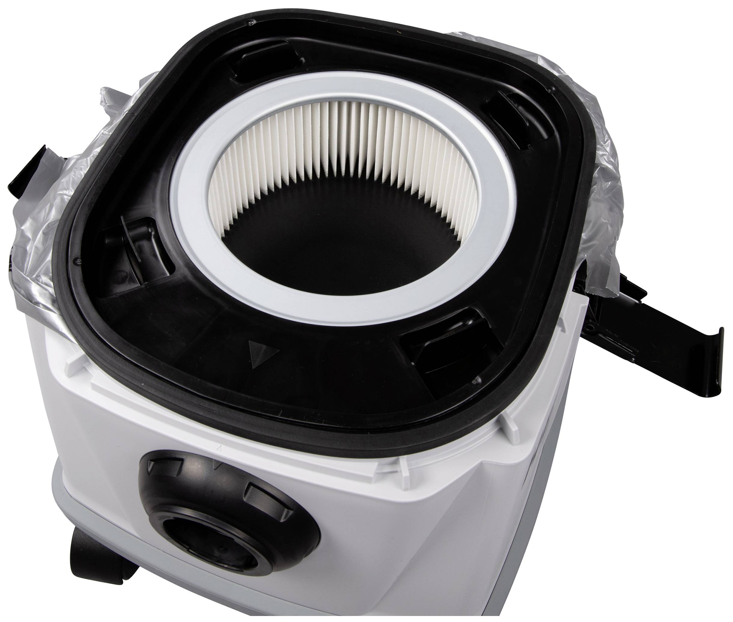 Odkurzacz z otwartą pokrywą prezentuje wyjmowalny wkład filtracyjny.