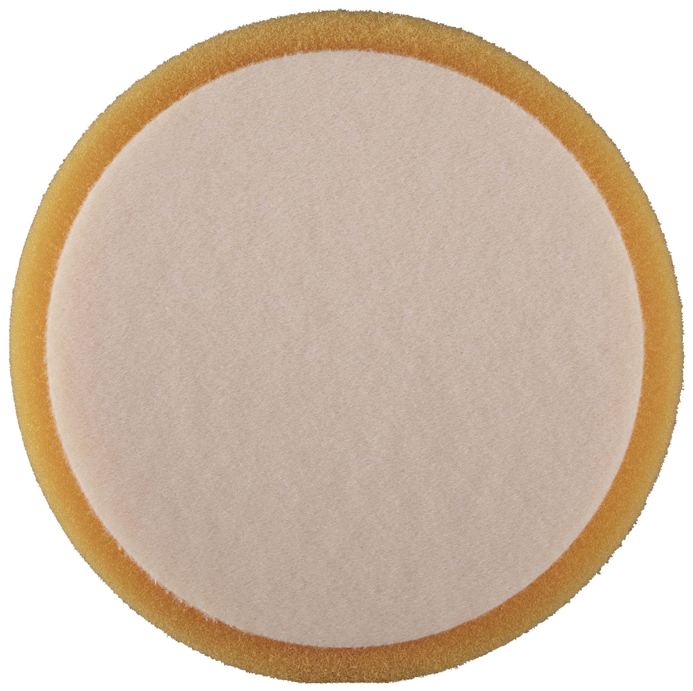 Okrągła, jasnokasztanowa plama na jednobarwnym tle.