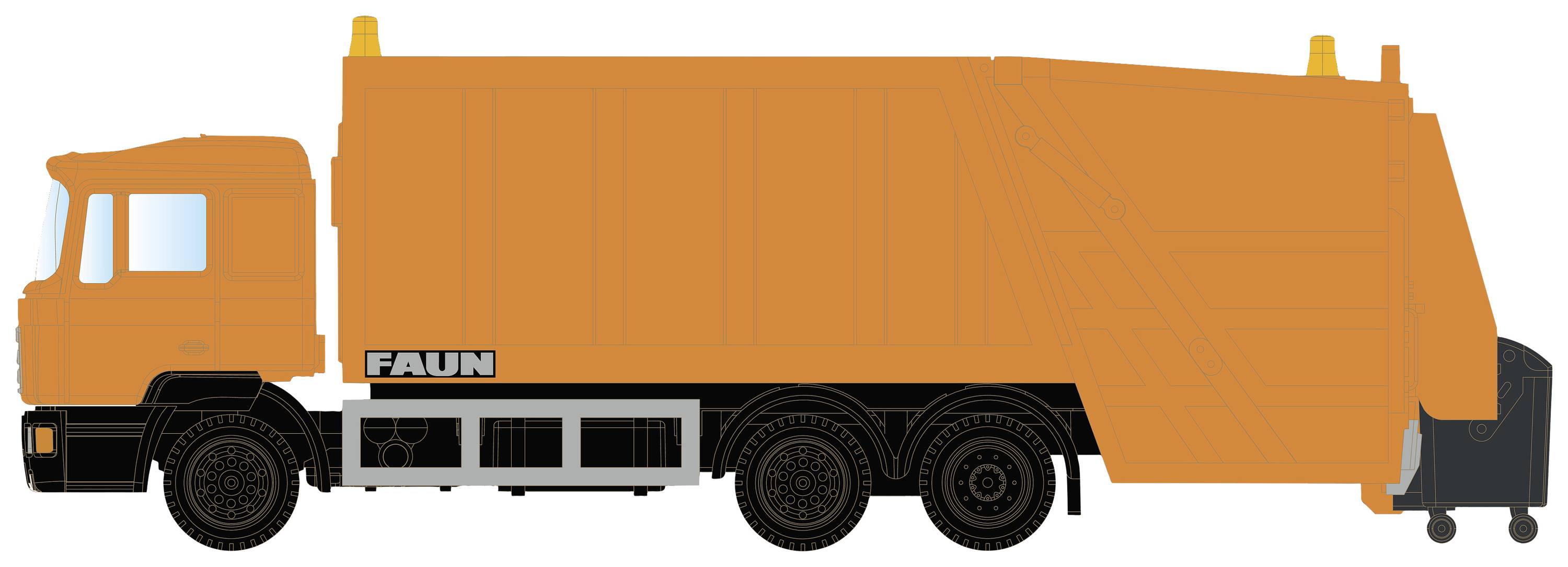 Міні від Lemke LC4660 N Вантажівка MAN Модель F90 Сміттєвоз нейтрального помаранчевого кольору