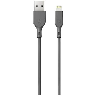 Szary kabel USB z dwoma wtyczkami: złączem USB-A po lewej stronie i złączem Lightning po prawej stronie.