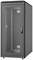 Szara szafa serwerowa z drzwiami szklanymi, przeznaczona do montażu urządzeń sieciowych i serwerowych.