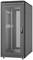 Szafa metalowa ze szklaną płaszczyzną, stosowana do przechowywania wyposażenia serwerowego w centrach przetwarzania danych lub środowiskach informatycznych.