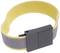 Bransoleta z żółtej i szarej tkaniny, z czarną prostokątną klamrą. Prawdopodobnie jest to opaska bezpieczeństwa.
