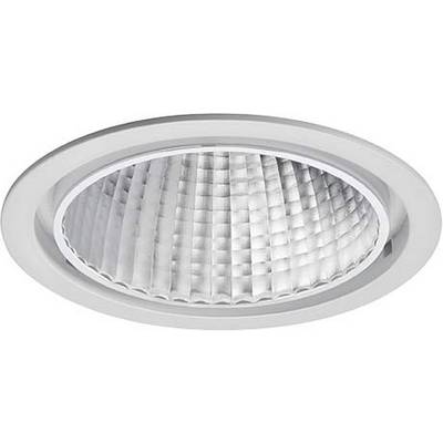 Okrągły, biały sufitowy reflektor LED z fakturowaną powierzchnią, odpowiedni do równomiernego oświetlenia wnętrza.