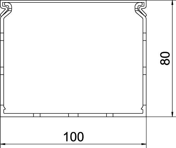 Schematyczny rysunek prostokątnego obiektu o wymiarach 100 x 80.