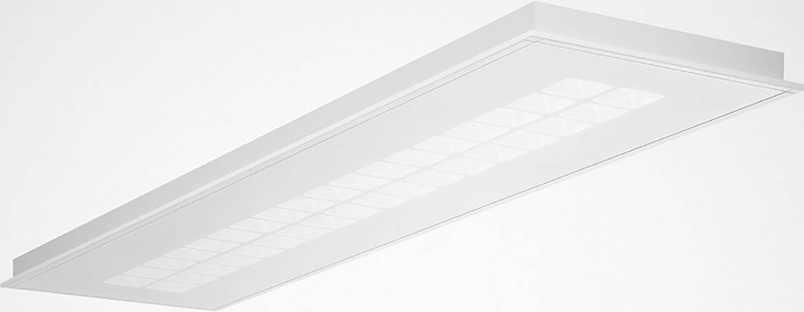 Biały prostokątny panel sufitowy z zintegrowanym oświetleniem LED, o nowoczesnym designie, odpowiedni do biur i pomieszczeń mieszkalnych.