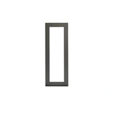 Prostokątne lustro o ciemnej ramie, o minimalistycznym designie, nadające się zarówno do dekoracji, jak i do praktycznego użytku w domu.
