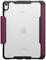 Tył iPad Air z czarno-fioletową obudową ochronną, widoczne logo Apple, kamera w lewym górnym rogu.