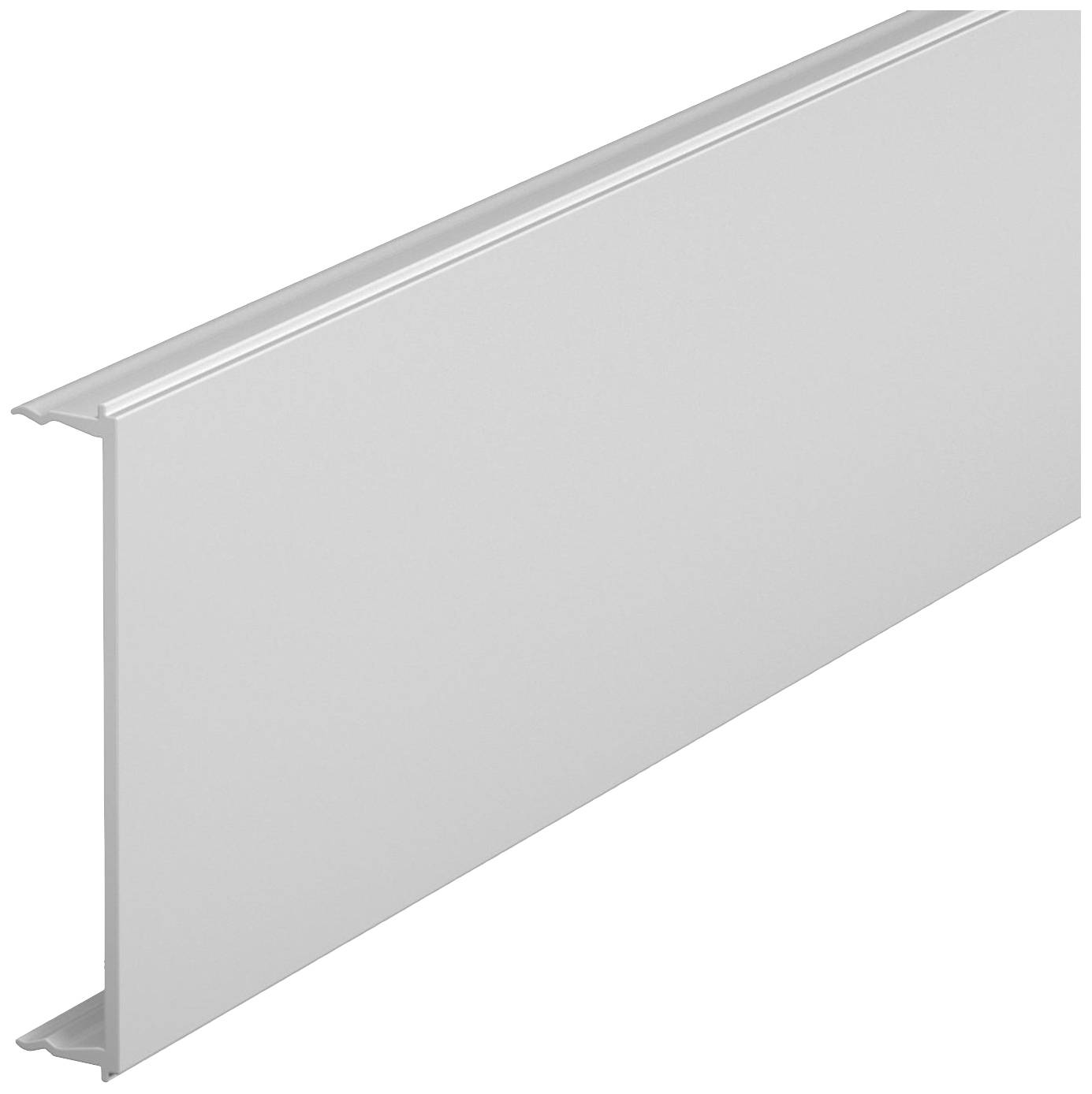 Biała, prostokątna płyta z rowkiem i piórem na krawędziach, prawdopodobnie nadająca się do okładzin ściennych lub sufitowych.