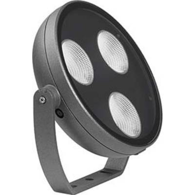 Trzyelementowa lampa LED do użytku zewnętrznego w nowoczesnym, okrągłym stylu, w kolorze srebrnym, idealna do oświetlenia ogrodów lub podjazdów.