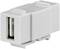 Biały adapter klawiszy USB w kształcie prostokąta, przeznaczony do łączenia kabli USB w instalacjach sieciowych lub elektronicznych.