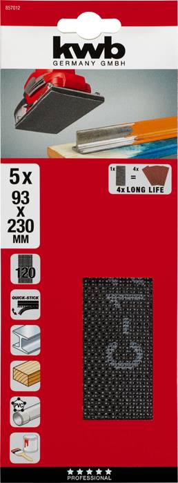 Наждачний папір kwb 857012 230 мм 5 шт.