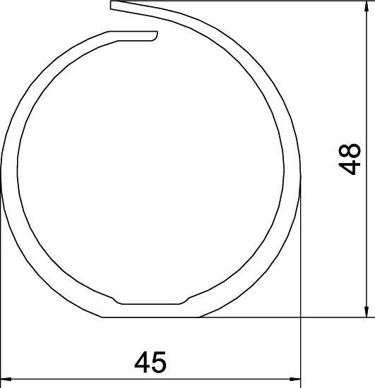 Diagram koła z dwoma wymiarami: 48 (wysokość) i 45 (szerokość).