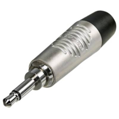 Wtyk jack 6,3 mm z srebrną obudową i czarną gumową końcówką, typowy dla kabli instrumentalnych.