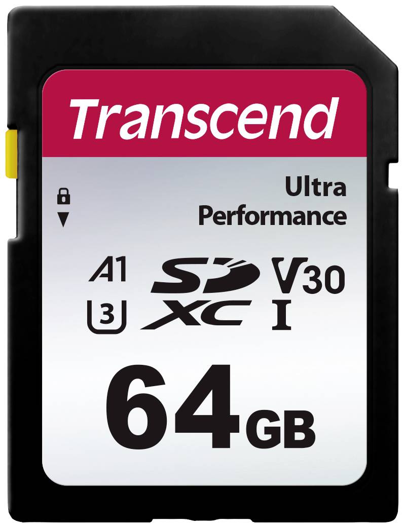 Карта пам'яті Transcend TS64GSDC340S SDXC 64 ГБ, клас продуктивності A1, клас швидкості відео v30, UHS-клас 3, ударостійка, водоне