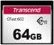 Karta pamięci Transcend CFast 2.0 o pojemności 64 GB, przeznaczona do szybkiego transferu danych i zastosowań profesjonalnych.