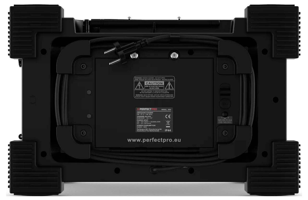 Будівельне радіо PerfectPro RockHart DAB+, метрові хвилі (VHF), захист від бризок, пилонепроникне, ударостійке, функція заряджання