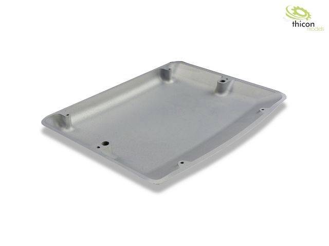 Szara plastikowa pokrywa z czterema otworami montażowymi i lekko podniesionymi krawędziami. W prawym górnym rogu widoczne jest logo 'thicon models'.