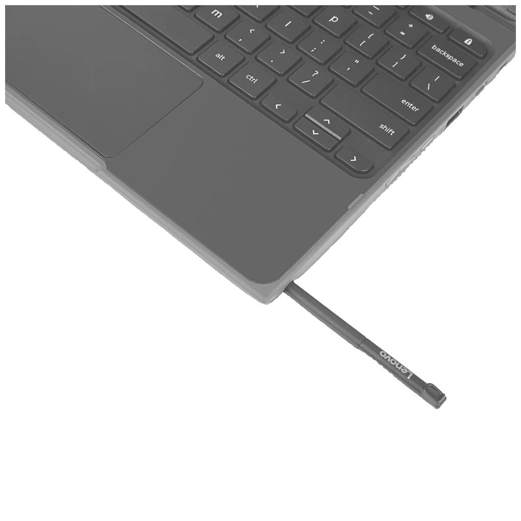 Czarny laptop z wysuniętym rysikiem przy dolnej krawędzi obok klawiatury. Klawiatura i rysik oznaczone napisem '02CQ031'.