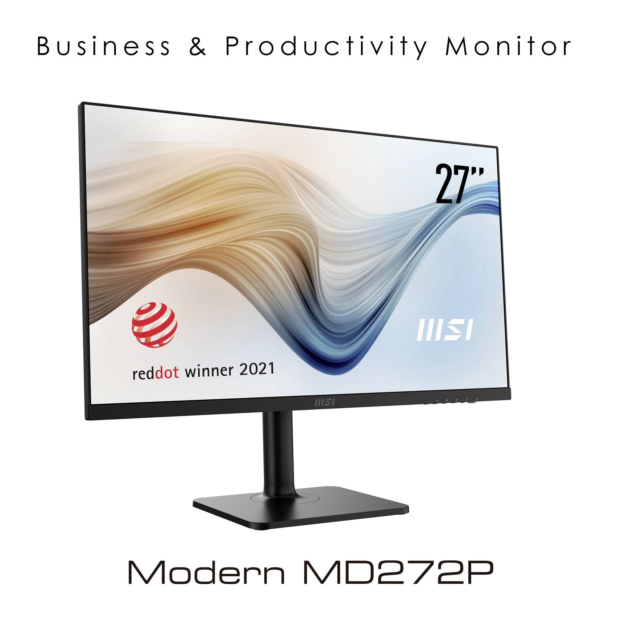 Nowoczesny 27-calowy monitor biznesowy, zwycięzca nagrody Red Dot Award 2021, o eleganckim designie sprzyjającym produktywności.