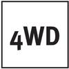 Symbol '4WD' na czarnym tle.