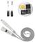 Zestaw akcesoriów elektronicznych składający się z włóknowego pióra światłowodowego, kabli, adapterów i różnych złączy, umieszczony na białym tle.