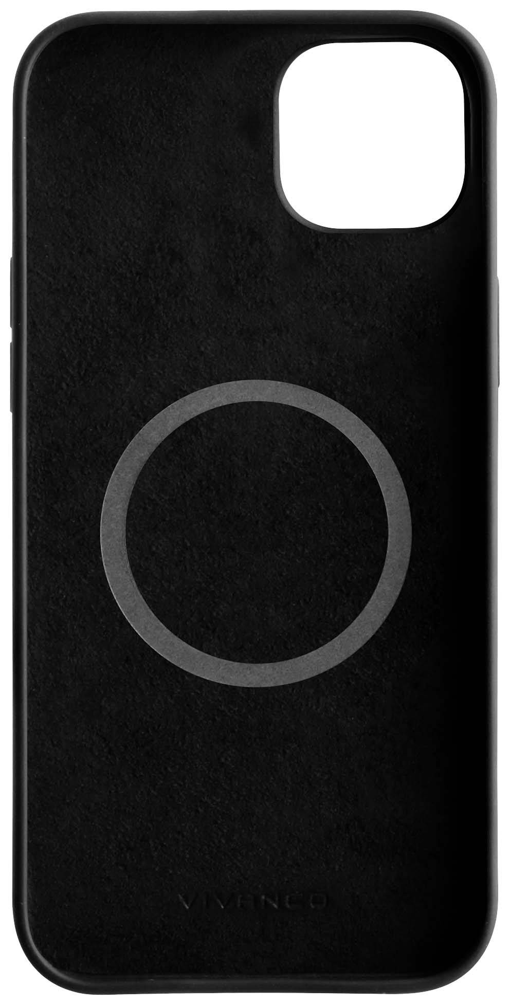 Czarna obudowa na telefon z okrągłym symbolem pośrodku, dopasowana do określonych modeli smartfonów.