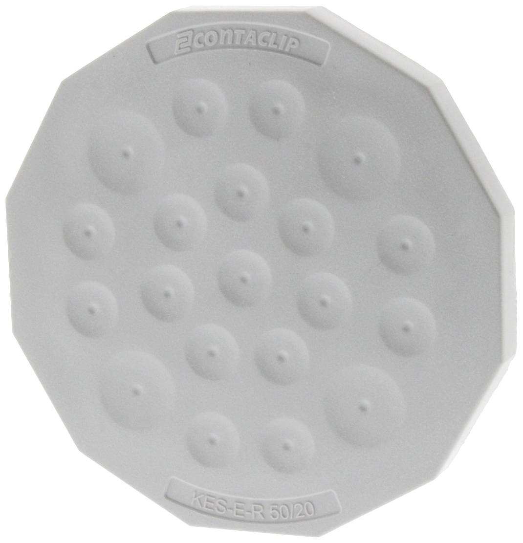 Szara, okrągła plastikowa osłona z wieloma wypukłymi punktami, z napisem 'KES-E-R 50/20' oraz 'CONTA CLIP' na brzegu.