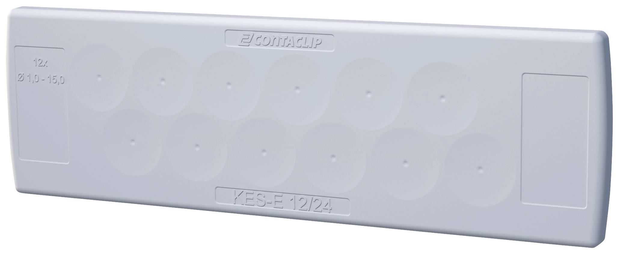 Białe plastikowe obudowa z logo i oznaczeniem modelu 'YES-E 1224'; górna powierzchnia posiada okrągłe wypukłości i napisy.