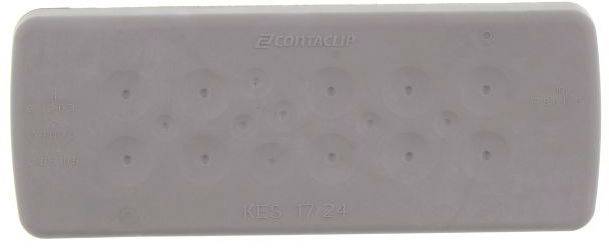 Szara pokrywa ochronna do konkretnego produktu, z napisem 'ICOMM' oraz numerami 'KES 17-24'.